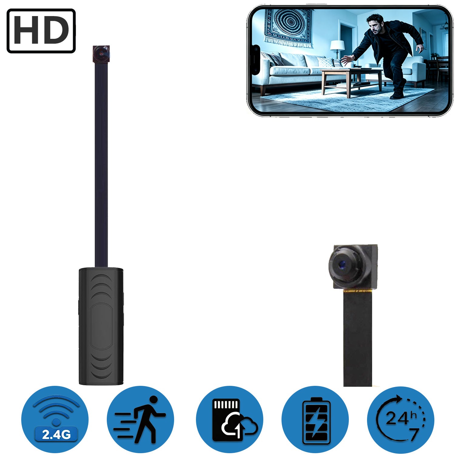 Mini Camera 1080P HD DIY Module WI-FI Small Nanny Cam Portable Wireless Security Camera with Motion Detection for Indoor