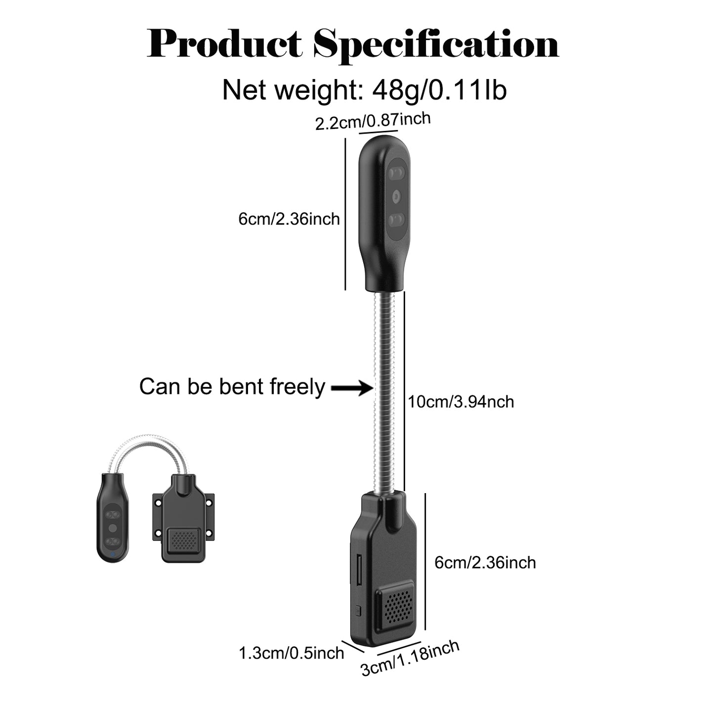 Mini HD Flexible Gooseneck WiFi Camera - Wireless Security Cam with Two-Way Audio Remote Indoor Surveillance for Crib Nanny Use